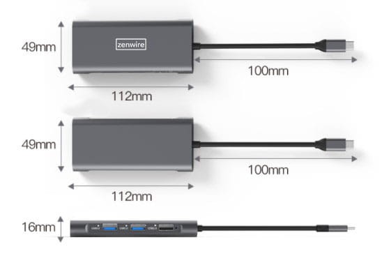HUB ADAPTER Przejściówka USB-C 9W1 HDMI 4K USB 3.0 micro SD Ethernet Zenwire HC801 - zdjęcie 7