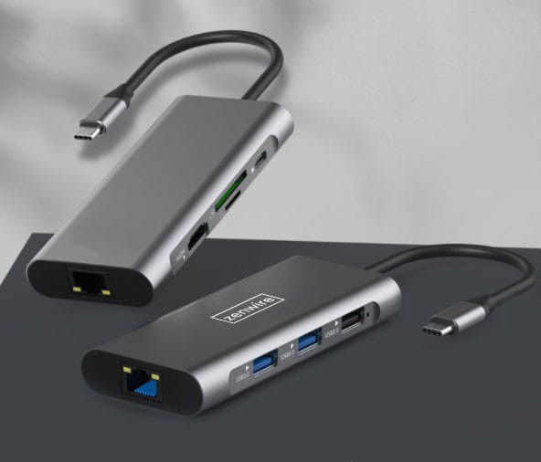HUB ADAPTER Przejściówka USB-C 9W1 HDMI 4K USB 3.0 micro SD Ethernet Zenwire HC801 - zdjęcie 9