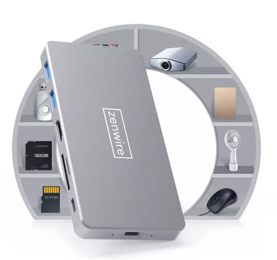 ADAPTER HUB USB-C SSD Obudowa M2 8w1 HDMI 4K SD USB 3.0 PD M.2 Zenwire - zdjęcie 3