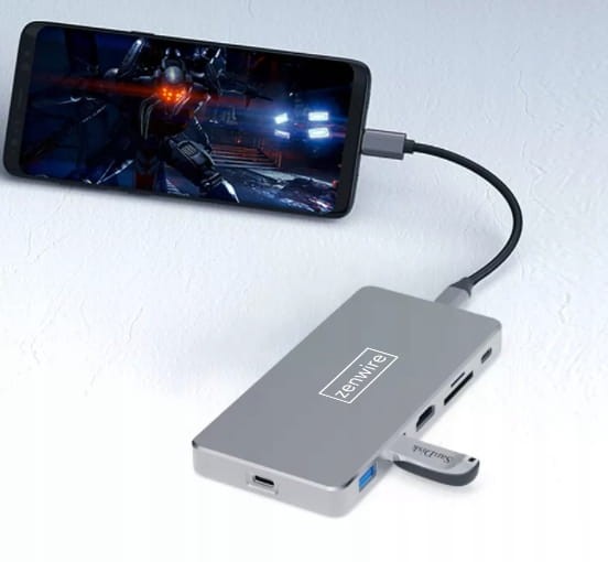 ADAPTER HUB USB-C SSD Obudowa M2 8w1 HDMI 4K SD USB 3.0 PD M.2 Zenwire - zdjęcie 5