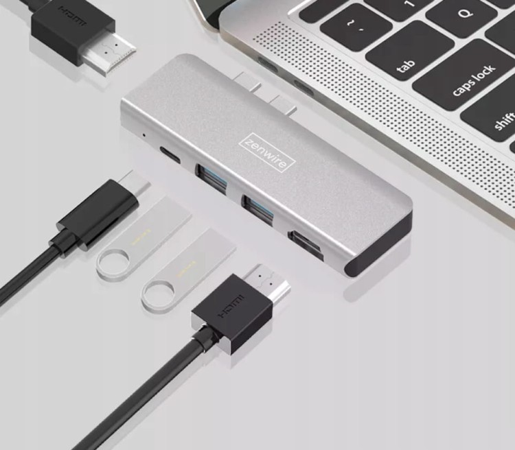 HUB USB-C 5w1 Adapter 2x HDMI USB 3.0 Macbook Pro Air M1 Zenwire - zdjęcie 4