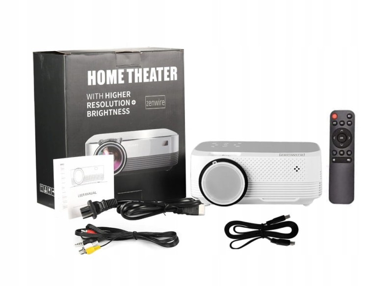 Projektor mini Rzutnik LED Full HD 720p 4000 lm 2000:1 170 cali HDMI USB Zenwire Q6 - zdjęcie 4