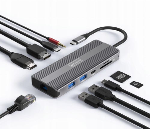 HUB USB-C 10w1 Display Port 1.4 HDMI 2.1 8K 4K 120Hz 60Hz Full HD 144Hz USB 3.0 SD Power Delivery 100W Macbook M1 M2 M3 M4 Zenwire - zdjęcie 2