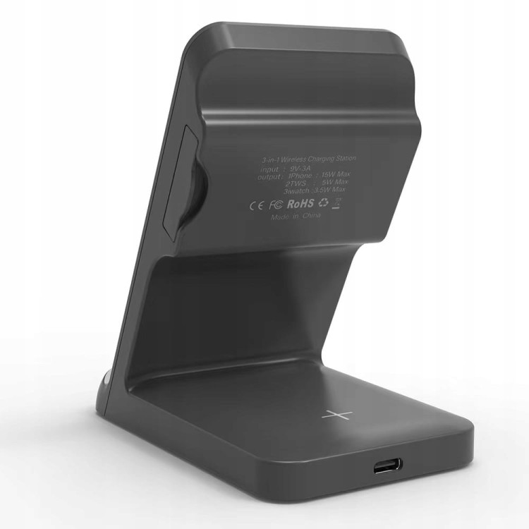 Ładowarka indukcyjna 3w1 do Samsung s21 S20 Apple + AirPods Buds Apple Watch 15W - zdjęcie 3