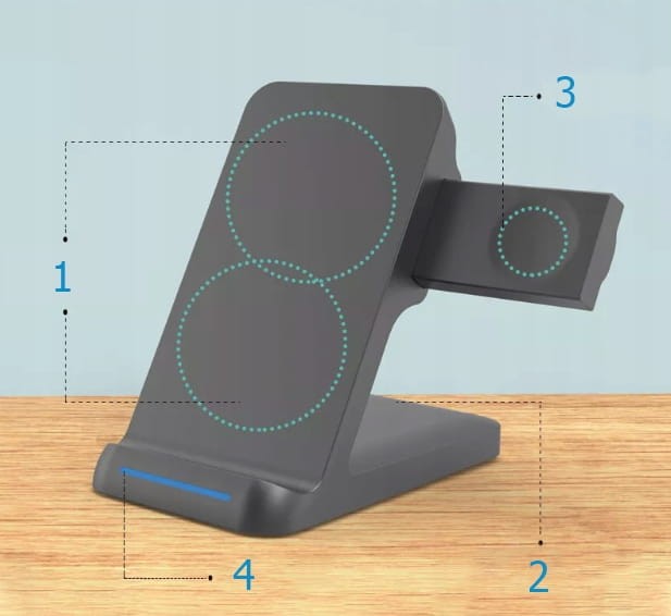 Ładowarka indukcyjna 3w1 do Samsung s21 S20 Apple + AirPods Buds Apple Watch 15W - zdjęcie 5