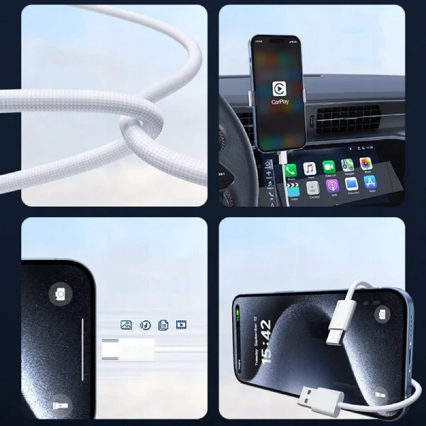 Kabel USB-A to USB-C Cable 2m Braided cable white ZC-17 - zdjęcie 3