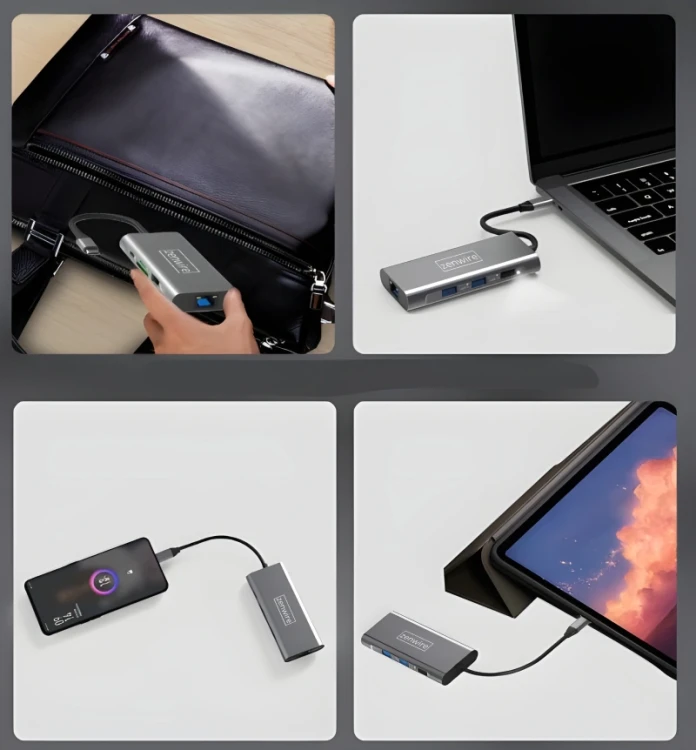 HUB ADAPTER Przejściówka USB-C 9W1 HDMI 4K USB 3.0 micro SD Ethernet Zenwire HC801 - zdjęcie 8