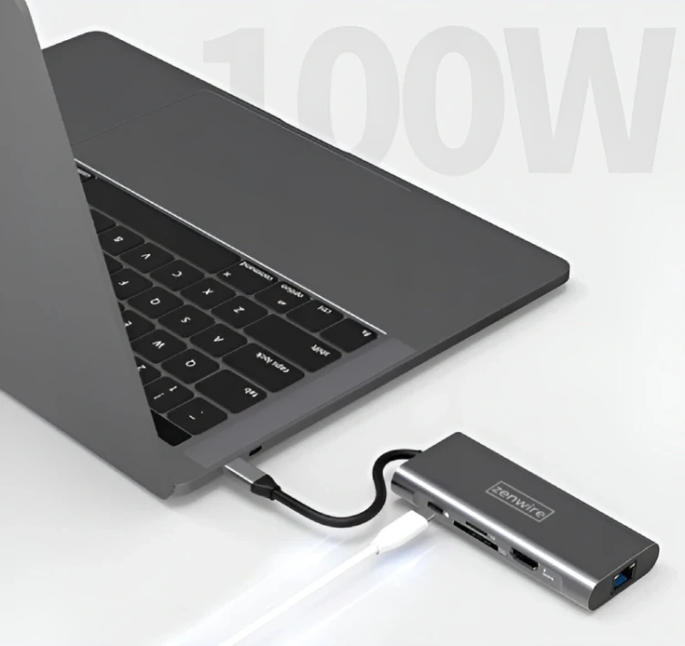 HUB ADAPTER Przejściówka USB-C 9W1 HDMI 4K USB 3.0 micro SD Ethernet Zenwire HC801 - zdjęcie 4