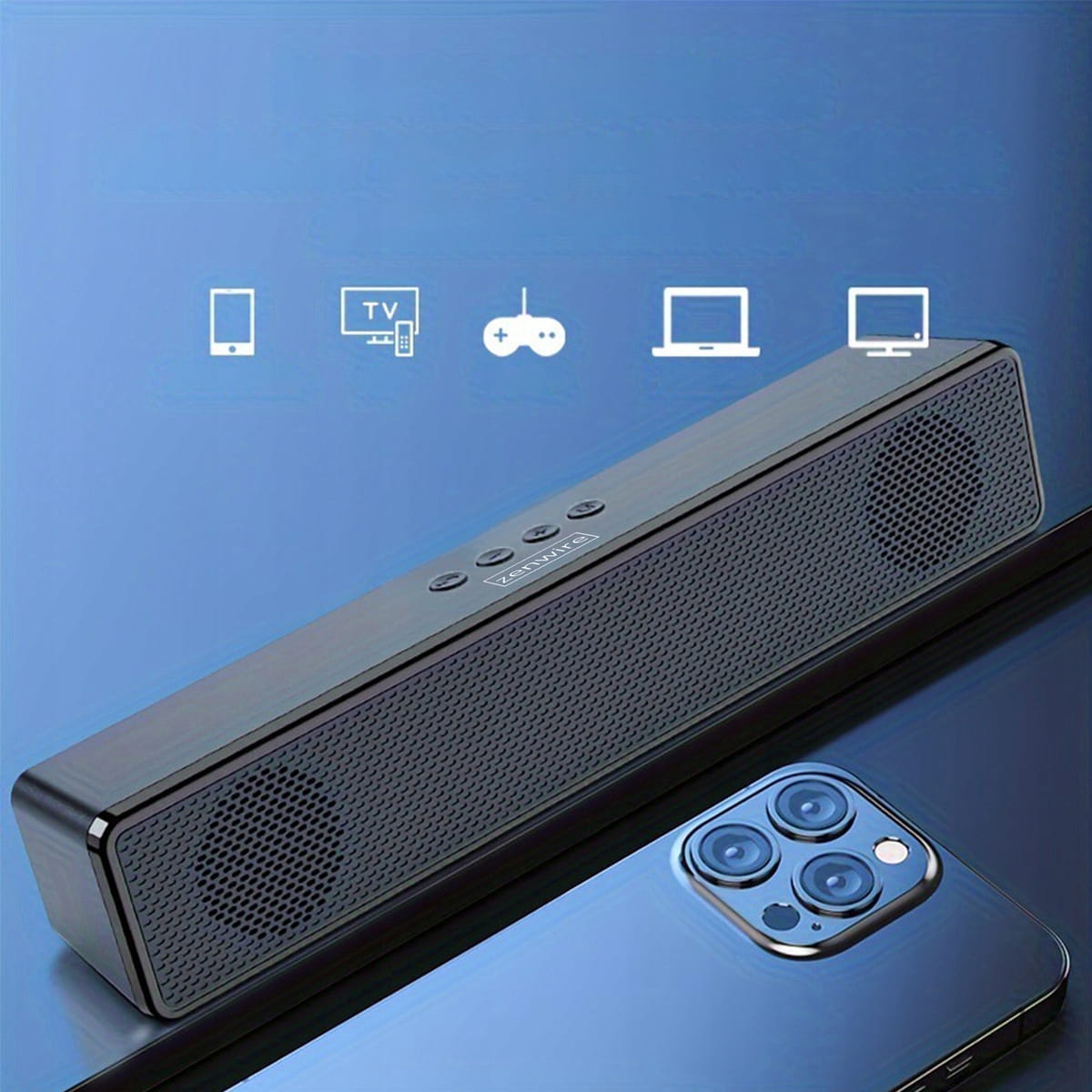 Mini Soundbar Boxă Portabilă Bluetooth Fără Fir Radio FM SD USB