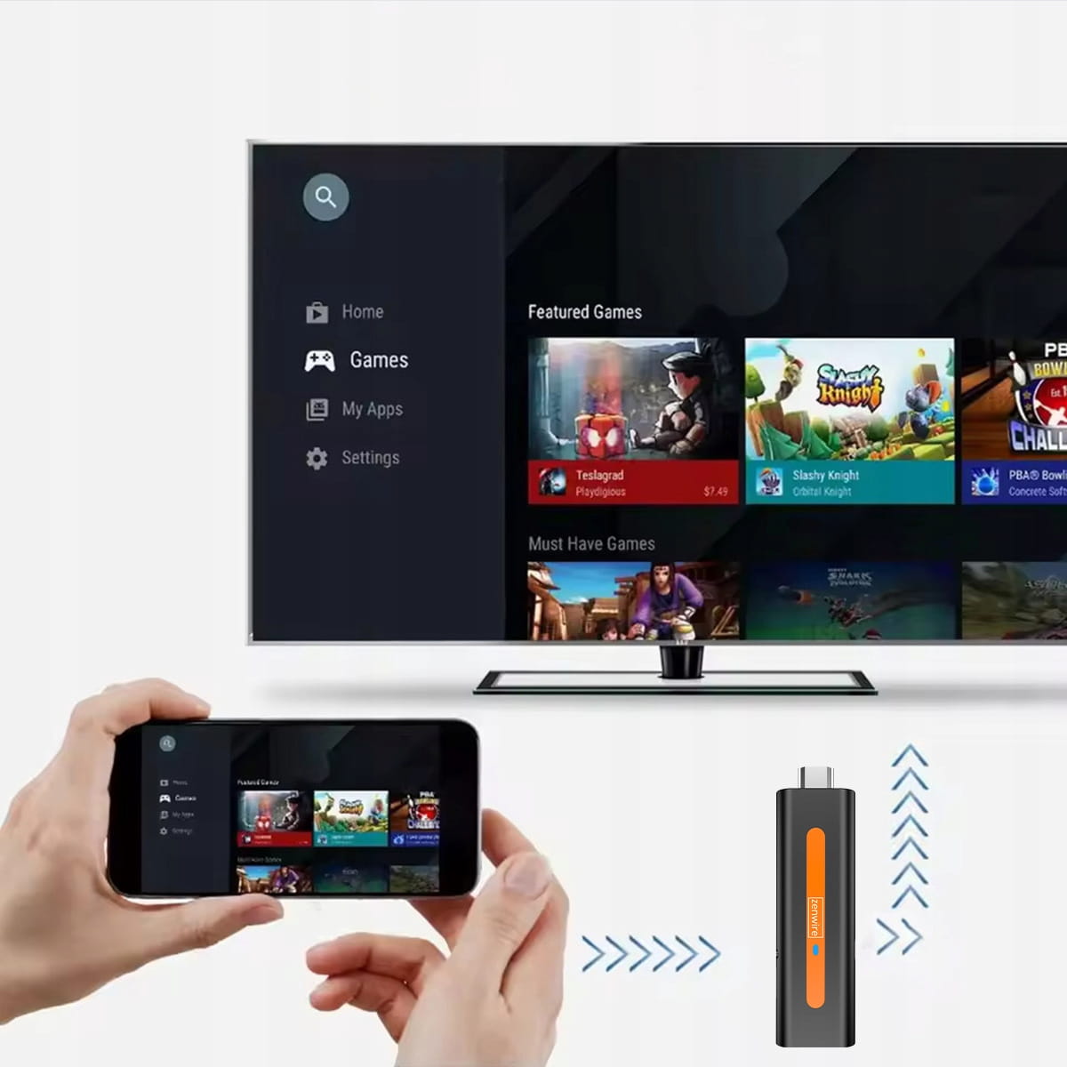 Player Multimedia Adaptor Android 14 Smart TV Stick Box WiFi 2/16
