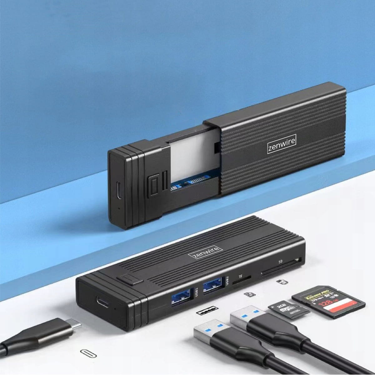 Carcasă pentru SSD HUB USB-C 7 în 1 M.2 NVME PCIE SATA Adaptor SD