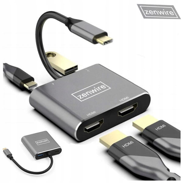 HUB ADAPTATOR USB-C 4in1 2x HDMI 4K Adaptor USB Zenwire | Magazin